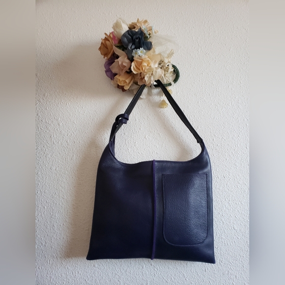 Cartera Artisan Made In San-Francisco Purple Leather Shoulder Bag - Picture 12 of 12